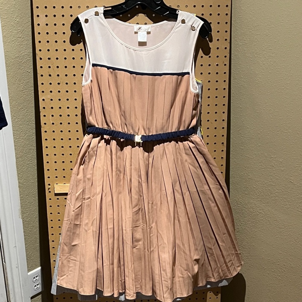 Freeway Peach and Navy Midi Dress